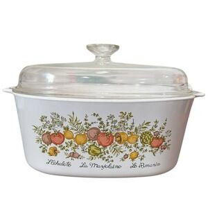 CorningWare A-5-B L'Echalote Spice of Life 5 Quart Casserole Dish Pyrex Lid MCM